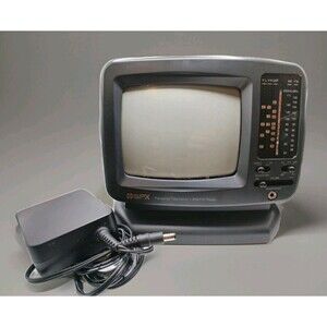 Vintage GPX Portable 5 Inch B/W CRT Retro Gaming TV & AM/FM Radio Works Great